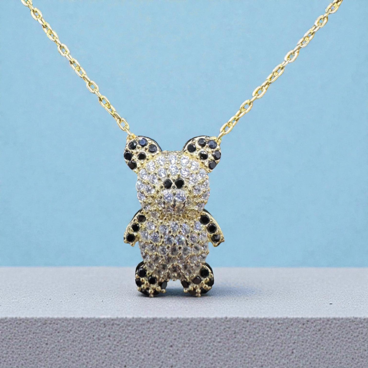 925 Ayar GÜmüş Zirkon Taşlı Ayıcık Kolye