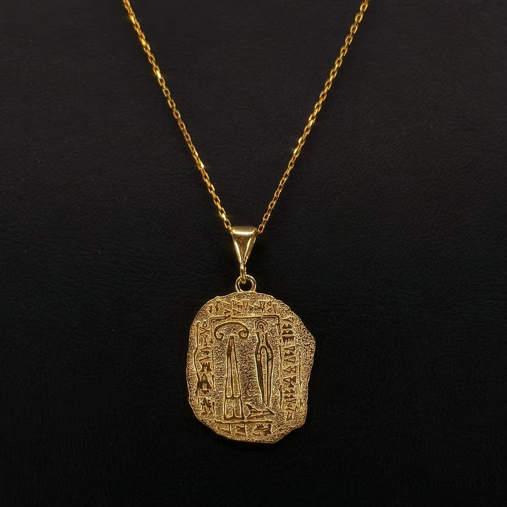 925 Ayar Gümüş 24K Altın Kaplama Hitit Puduhepa Mührü Tasarım Kolye